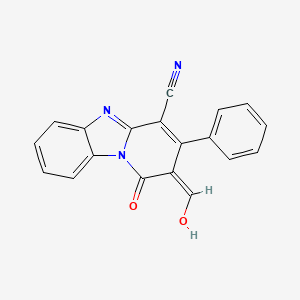 2-formyl-1-oxo-3-phenyl-5H-pyrido[1,2-a]benzimidazole-4-carbonitrile