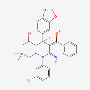 2-amino-4-(1,3-benzodioxol-5-yl)-3-benzoyl-1-(3-bromophenyl)-7,7-dimethyl-6,8-dihydro-4H-quinolin-5-one