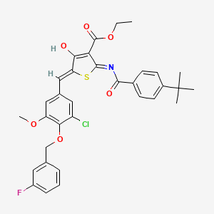 ethyl (5Z)-2-[(4-tert-butylbenzoyl)amino]-5-[[3-chloro-4-[(3-fluorophenyl)methoxy]-5-methoxyphenyl]methylidene]-4-oxothiophene-3-carboxylate