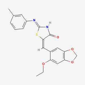 molecular formula C20H18N2O4S B13378365 (5E)-5-[(6-ethoxy-1,3-benzodioxol-5-yl)methylidene]-2-(3-methylanilino)-1,3-thiazol-4-one 