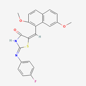 (5E)-5-[(2,7-dimethoxynaphthalen-1-yl)methylidene]-2-(4-fluoroanilino)-1,3-thiazol-4-one