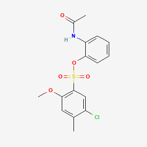 molecular formula C16H16ClNO5S B13378380 2-(Acetylamino)phenyl 5-chloro-2-methoxy-4-methylbenzenesulfonate 