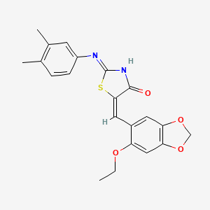 molecular formula C21H20N2O4S B13378392 (5E)-2-(3,4-dimethylanilino)-5-[(6-ethoxy-1,3-benzodioxol-5-yl)methylidene]-1,3-thiazol-4-one 