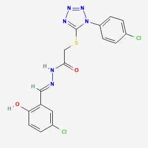 N'-[(E)-(3-chloro-6-oxocyclohexa-2,4-dien-1-ylidene)methyl]-2-[1-(4-chlorophenyl)tetrazol-5-yl]sulfanylacetohydrazide