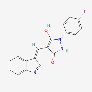 molecular formula C18H12FN3O2 B13378447 (4E)-1-(4-fluorophenyl)-4-(1H-indol-3-ylmethylidene)pyrazolidine-3,5-dione 