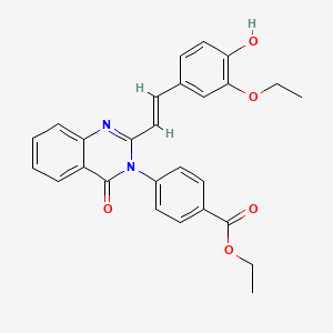 molecular formula C27H24N2O5 B13378504 ethyl 4-[(2E)-2-[(2Z)-2-(3-ethoxy-4-oxocyclohexa-2,5-dien-1-ylidene)ethylidene]-4-oxo-1H-quinazolin-3-yl]benzoate 