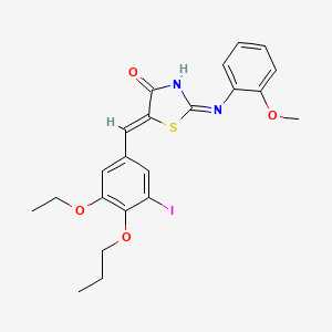 (5Z)-5-[(3-ethoxy-5-iodo-4-propoxyphenyl)methylidene]-2-(2-methoxyanilino)-1,3-thiazol-4-one