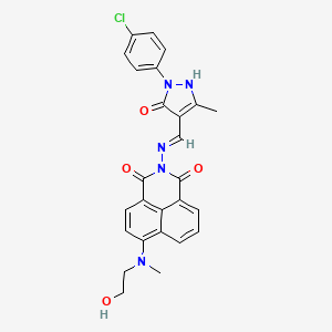 molecular formula C26H22ClN5O4 B13378514 2-[[(Z)-[1-(4-chlorophenyl)-3-methyl-5-oxopyrazol-4-ylidene]methyl]amino]-6-[2-hydroxyethyl(methyl)amino]benzo[de]isoquinoline-1,3-dione 