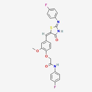 molecular formula C25H19F2N3O4S B13378558 2-[4-[(E)-[2-(4-fluoroanilino)-4-oxo-1,3-thiazol-5-ylidene]methyl]-2-methoxyphenoxy]-N-(4-fluorophenyl)acetamide 