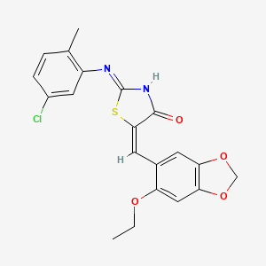 (5E)-2-(5-chloro-2-methylanilino)-5-[(6-ethoxy-1,3-benzodioxol-5-yl)methylidene]-1,3-thiazol-4-one