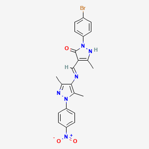 2-(4-bromophenyl)-4-{[(1-{4-nitrophenyl}-3,5-dimethyl-1H-pyrazol-4-yl)amino]methylene}-5-methyl-2,4-dihydro-3H-pyrazol-3-one