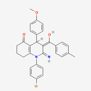 molecular formula C30H27BrN2O3 B13378606 2-Amino-1-(4-bromophenyl)-4-(4-methoxyphenyl)-3-(4-methylbenzoyl)-4,6,7,8-tetrahydroquinolin-5-one 