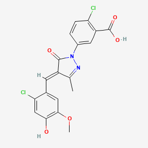 molecular formula C19H14Cl2N2O5 B13378617 2-chloro-5-[4-(2-chloro-4-hydroxy-5-methoxybenzylidene)-3-methyl-5-oxo-4,5-dihydro-1H-pyrazol-1-yl]benzoic acid 