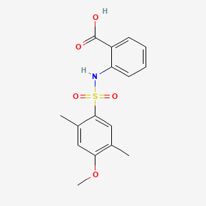 molecular formula C16H17NO5S B13378623 2-{[(4-Methoxy-2,5-dimethylphenyl)sulfonyl]amino}benzoic acid 