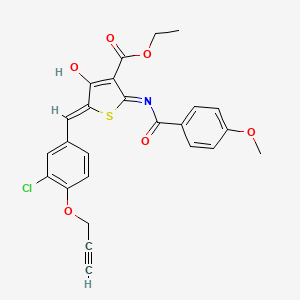 ethyl (5Z)-5-[(3-chloro-4-prop-2-ynoxyphenyl)methylidene]-2-[(4-methoxybenzoyl)amino]-4-oxothiophene-3-carboxylate