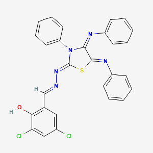 molecular formula C28H19Cl2N5OS B13378652 3,5-Dichloro-2-hydroxybenzaldehyde [3-phenyl-4,5-bis(phenylimino)-1,3-thiazolidin-2-ylidene]hydrazone 