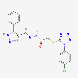 2-{[1-(4-chlorophenyl)-1H-tetraazol-5-yl]sulfanyl}-N'-[(3-phenyl-1H-pyrazol-4-yl)methylene]acetohydrazide