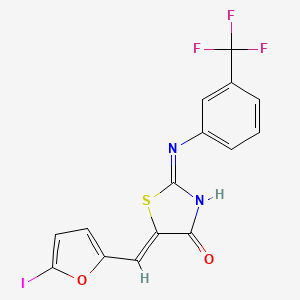 molecular formula C15H8F3IN2O2S B13378678 (5Z)-5-[(5-iodofuran-2-yl)methylidene]-2-[3-(trifluoromethyl)anilino]-1,3-thiazol-4-one 