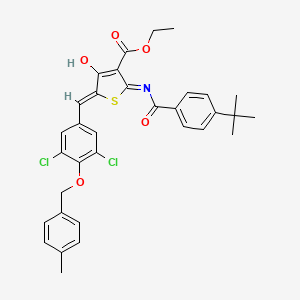 molecular formula C33H31Cl2NO5S B13378692 ethyl (5Z)-2-[(4-tert-butylbenzoyl)amino]-5-[[3,5-dichloro-4-[(4-methylphenyl)methoxy]phenyl]methylidene]-4-oxothiophene-3-carboxylate 