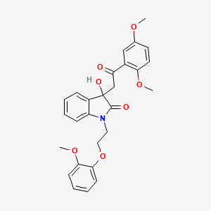 molecular formula C27H27NO7 B13378731 3-[2-(2,5-dimethoxyphenyl)-2-oxoethyl]-3-hydroxy-1-[2-(2-methoxyphenoxy)ethyl]-1,3-dihydro-2H-indol-2-one 