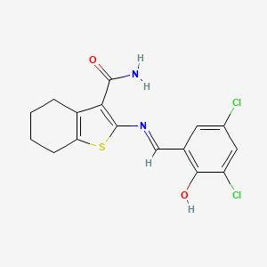 2-[[(E)-(3,5-dichloro-6-oxocyclohexa-2,4-dien-1-ylidene)methyl]amino]-4,5,6,7-tetrahydro-1-benzothiophene-3-carboxamide