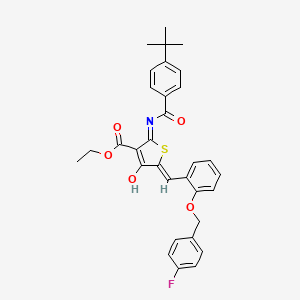 molecular formula C32H30FNO5S B13378745 ethyl (5Z)-2-[(4-tert-butylbenzoyl)amino]-5-[[2-[(4-fluorophenyl)methoxy]phenyl]methylidene]-4-oxothiophene-3-carboxylate 