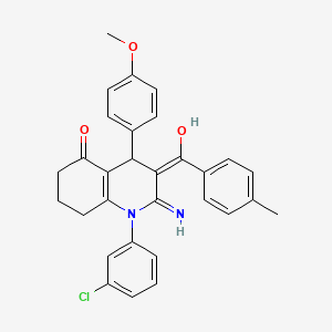 2-Amino-1-(3-chlorophenyl)-4-(4-methoxyphenyl)-3-(4-methylbenzoyl)-4,6,7,8-tetrahydroquinolin-5-one