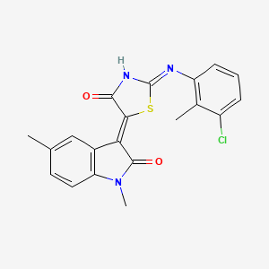 molecular formula C20H16ClN3O2S B13378773 (5Z)-2-(3-chloro-2-methylanilino)-5-(1,5-dimethyl-2-oxoindol-3-ylidene)-1,3-thiazol-4-one 