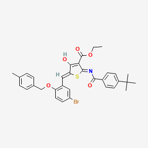 molecular formula C33H32BrNO5S B13378780 ethyl (5Z)-5-[[5-bromo-2-[(4-methylphenyl)methoxy]phenyl]methylidene]-2-[(4-tert-butylbenzoyl)amino]-4-oxothiophene-3-carboxylate 