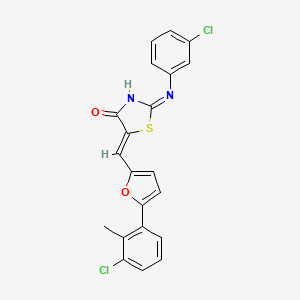 molecular formula C21H14Cl2N2O2S B13378810 (5Z)-2-(3-chloroanilino)-5-[[5-(3-chloro-2-methylphenyl)furan-2-yl]methylidene]-1,3-thiazol-4-one 