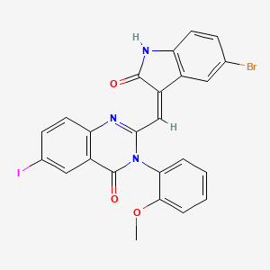 molecular formula C24H15BrIN3O3 B13378998 2-[(5-bromo-2-oxo-1,2-dihydro-3H-indol-3-ylidene)methyl]-6-iodo-3-(2-methoxyphenyl)-4(3H)-quinazolinone 