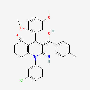 2-Amino-1-(3-chlorophenyl)-4-(2,5-dimethoxyphenyl)-3-(4-methylbenzoyl)-4,6,7,8-tetrahydroquinolin-5-one