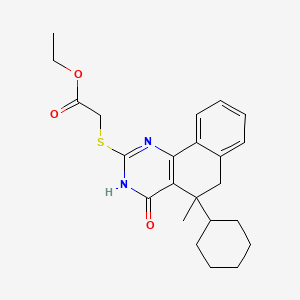 molecular formula C23H28N2O3S B13379165 Ethyl 2-[(5-cyclohexyl-5-methyl-4-oxo-1,6-dihydrobenzo[h]quinazolin-2-yl)sulfanyl]acetate 