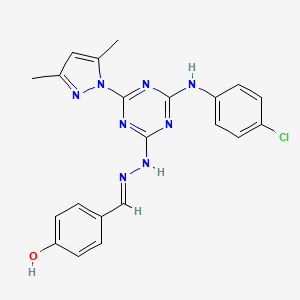 4-hydroxybenzaldehyde [4-(4-chloroanilino)-6-(3,5-dimethyl-1H-pyrazol-1-yl)-1,3,5-triazin-2-yl]hydrazone