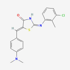 molecular formula C19H18ClN3OS B13379359 2-[(3-Chloro-2-methylphenyl)imino]-5-[4-(dimethylamino)benzylidene]-1,3-thiazolidin-4-one 