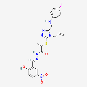 2-({4-allyl-5-[(4-iodoanilino)methyl]-4H-1,2,4-triazol-3-yl}sulfanyl)-N'-{2-hydroxy-5-nitrobenzylidene}propanohydrazide