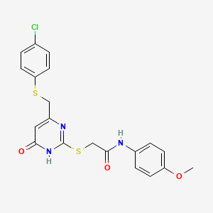 2-[(4-{[(4-chlorophenyl)sulfanyl]methyl}-6-hydroxypyrimidin-2-yl)sulfanyl]-N-(4-methoxyphenyl)acetamide