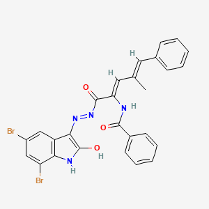 N-[(2Z,4E)-1-[2-(5,7-dibromo-2-oxoindol-3-yl)hydrazinyl]-4-methyl-1-oxo-5-phenylpenta-2,4-dien-2-yl]benzamide