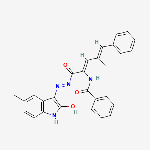 N-(3-methyl-1-{[2-(5-methyl-2-oxo-1,2-dihydro-3H-indol-3-ylidene)hydrazino]carbonyl}-4-phenyl-1,3-butadienyl)benzamide