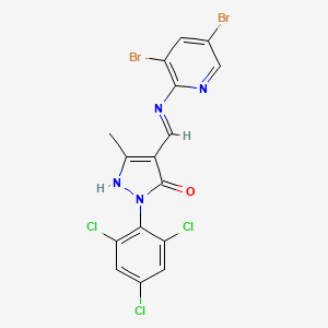 molecular formula C16H9Br2Cl3N4O B13379444 (4Z)-4-[[(3,5-dibromopyridin-2-yl)amino]methylidene]-5-methyl-2-(2,4,6-trichlorophenyl)pyrazol-3-one 