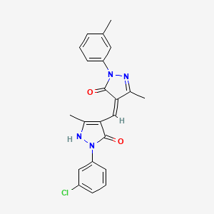 (4Z)-4-[[2-(3-chlorophenyl)-5-methyl-3-oxo-1H-pyrazol-4-yl]methylidene]-5-methyl-2-(3-methylphenyl)pyrazol-3-one