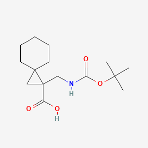 molecular formula C15H25NO4 B1338213 1-(叔丁氧羰基氨基甲基)-螺[2.5]辛烷-1-羧酸 CAS No. 724773-53-9