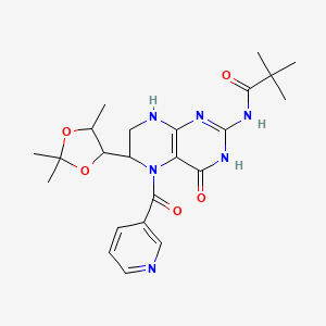 2,2-dimethyl-N-[4-oxo-5-(pyridine-3-carbonyl)-6-(2,2,5-trimethyl-1,3-dioxolan-4-yl)-1,6,7,8-tetrahydropteridin-2-yl]propanamide