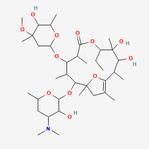 molecular formula C37H65NO12 B13383068 11-[4-(Dimethylamino)-3-hydroxy-6-methyloxan-2-yl]oxy-5-ethyl-3,4-dihydroxy-9-(5-hydroxy-4-methoxy-4,6-dimethyloxan-2-yl)oxy-2,4,8,10,12,14-hexamethyl-6,15-dioxabicyclo[10.2.1]pentadec-1(14)-en-7-one 