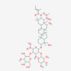 6-[[9-Acetyloxy-8-hydroxy-4,8a-bis(hydroxymethyl)-4,6a,6b,11,11,14b-hexamethyl-10-(2-methylbut-2-enoyloxy)-1,2,3,4a,5,6,7,8,9,10,12,12a,14,14a-tetradecahydropicen-3-yl]oxy]-4-hydroxy-3-[3,4,5-trihydroxy-6-(hydroxymethyl)oxan-2-yl]oxy-5-(3,4,5-trihydroxyoxan-2-yl)oxyoxane-2-carboxylic acid