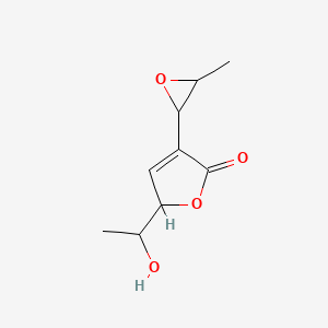 molecular formula C9H12O4 B13383110 2-(1-hydroxyethyl)-4-(3-methyloxiran-2-yl)-2H-furan-5-one 