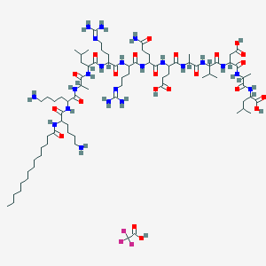 molecular formula C80H143F3N22O22 B13383115 myristoyl-Lys-Lys-Ala-Leu-Arg-Arg-Gln-Glu-Ala-Val-Asp-Ala-Leu-OH.TFA 