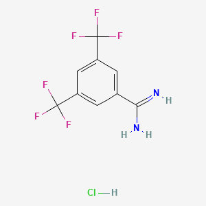 molecular formula C9H7ClF6N2 B1338315 3,5-双(三氟甲基)苯甲酰胺盐酸盐 CAS No. 97603-94-6