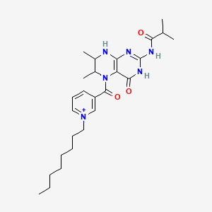 molecular formula C26H39N6O3+ B13383196 N-[6,7-dimethyl-5-(1-octylpyridin-1-ium-3-carbonyl)-4-oxo-1,6,7,8-tetrahydropteridin-2-yl]-2-methylpropanamide 