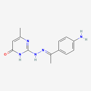 molecular formula C13H15N5O B13383212 1-(4-Aminophenyl)ethanone (4-hydroxy-6-methyl-2-pyrimidinyl)hydrazone 